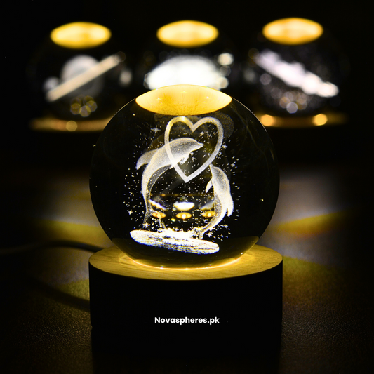 NovaSphere Crystal Lamp - HeartRing Dolphin